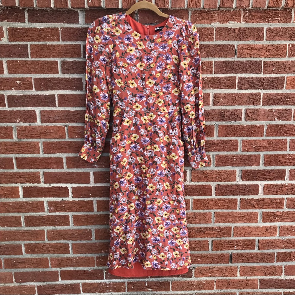 Anthropologie Yumi Kim Love Me Tender Floral Long Sleeve Midi Dress Size XS - Picture 2 of 14